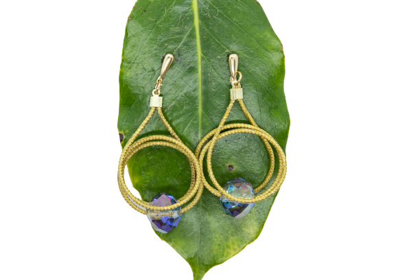 Purple Stone Golden Grass Earrings - Seeds4Love