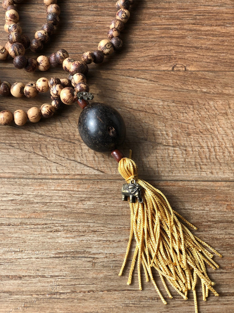 Yoga mala with pendant Natural beads necklace