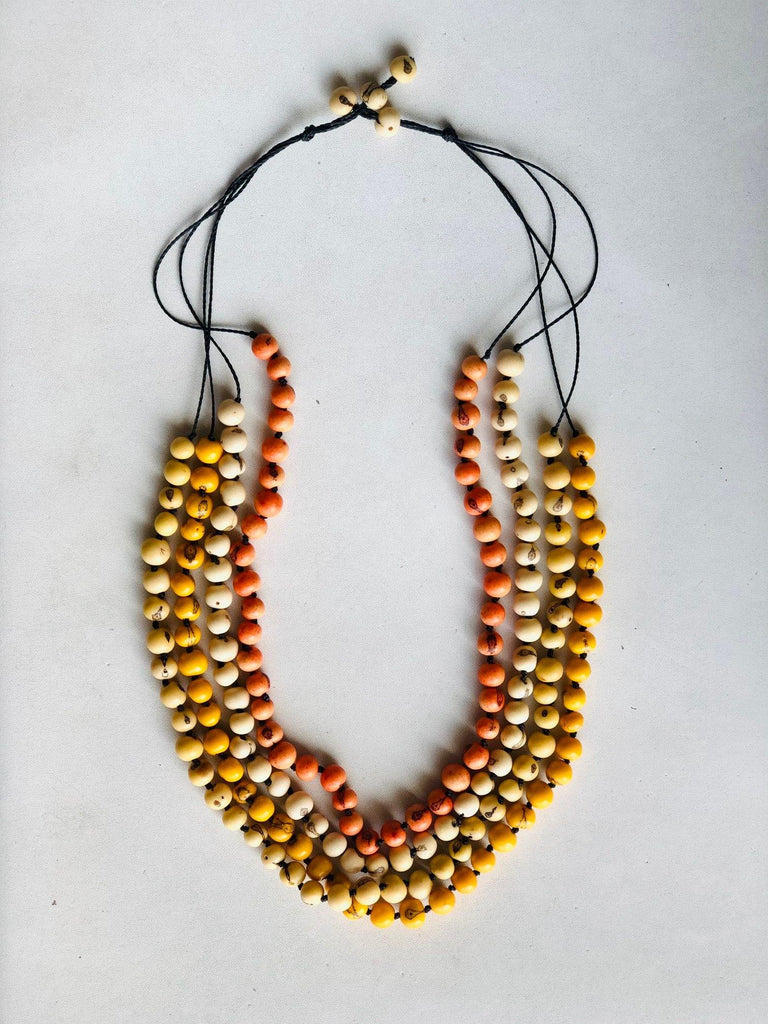  Yellow and Orange Seeds Beads Necklace