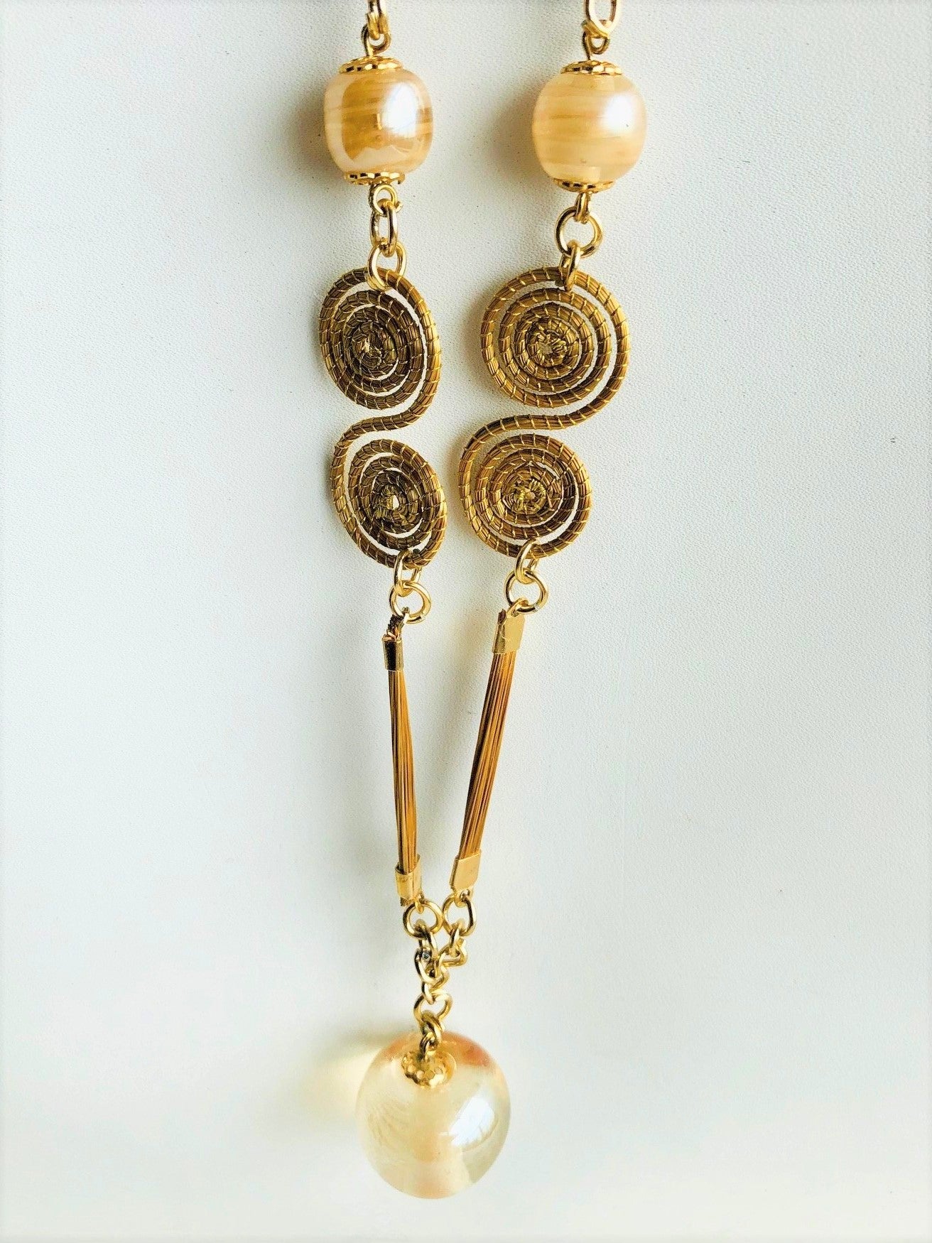 Golden Grass Swirl Necklace & Earring Set outlet / Capim Dourado / Swirl Necklace / Swirl Earrings / Gold / Organic / Eco-Friendly