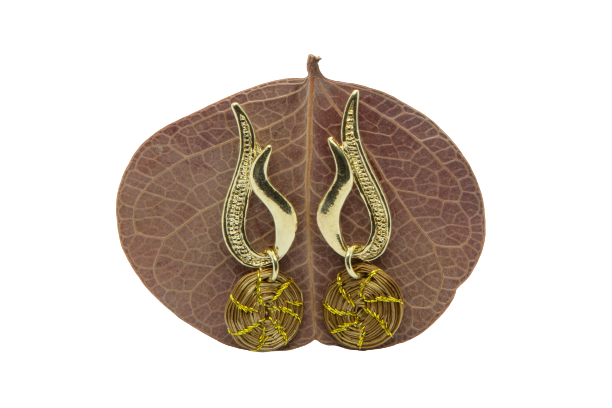 Round Golden Grass Earrings - Seeds4Love